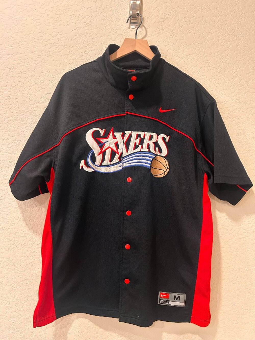 Vintage Nike Philadelphia 76ers Warm Up Shooting Jersey NBA Mens Medium